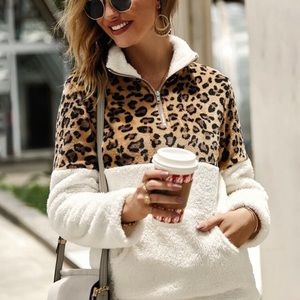 Leopard Quarter Zip Pullover